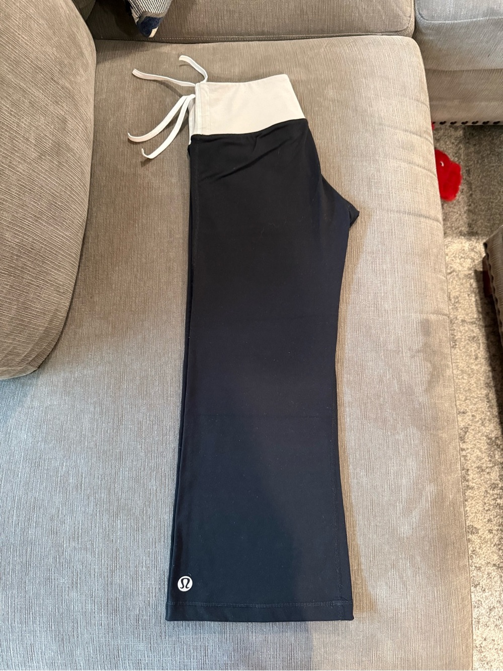 lululemon athletica Black Yoga Pants with Light Gray Waistband